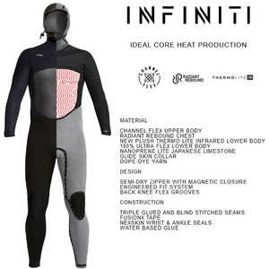 2024 Xcel Mens Infiniti 5/4mm Hooded Chest Zip Wetsuit MR54ZH20 - Black